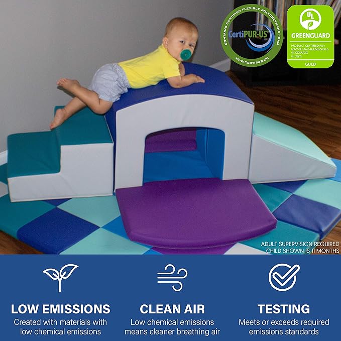 Factory Direct Partners 12825-AS SoftScape Playtime Grow-n-Learn Tunnel Climber Plus Pads for Toddlers and Kids(3-Piece) - Assorted, 12825-AS