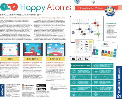 Happy Atoms Magnetic Molecular Modeling Introductory Set | Intro to Atoms, Molecules, Bonding, Chemistry | Create 508 Molecules | 73 Activities | Plus Free Educational App for iOS, Android