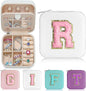 Parima Jewelry Organizer Box, Small Jewelry Box for Women Girls Initial R Travel Jewelry Case Small Jewelry Organizer Box Travel Jewelry Case Jewelry Box Organizer - Letter R, White