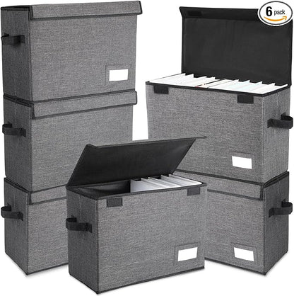 Chuangdi 6 Pcs Comic Book Storage Boxes, Back to School Collapsible Comic Short Box Case with Lid, 15.8 x 7.9 x 11.4 Inch Book Bin Container Holds 150 Comics(Charcoal Gray)