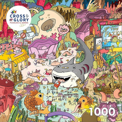 Cross & Glory - Seamonster Shenanigans - 1000 Piece Jigsaw Puzzle for Adults & Kids 12+ | Colorful Underwater Scene with Whimsical Sea Creatures | Family Fun