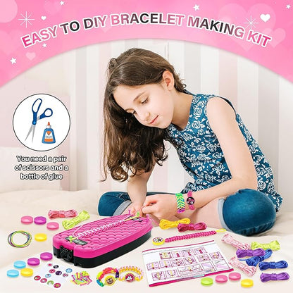 Friendship Bracelet Making Kit for Girls,DIY Arts and Crafts Toys,Jewelry String Maker Kit,The Best Birthday Gifts Ideas for Girls 6 7 8 9 10 11 12+ Years Old（Rose and Black