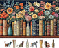 Vintage Books & Flowers 500-Piece Jigsaw Puzzle for Adults - Floral Library Scene Puzzle with Colorful Blooms, Decorative Book Spines - Challenging Yet Relaxing Puzzle, 23"x15"