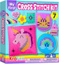 KRAFUN Beginner My First Cross Stitch Kit for Kids Arts & Crafts, 6 Easy Projects of Felt Keyring, Bag, Pillow Craft, Instructions, Gift for Girls and Boys, Learn DIY Crafting, Embroidery
