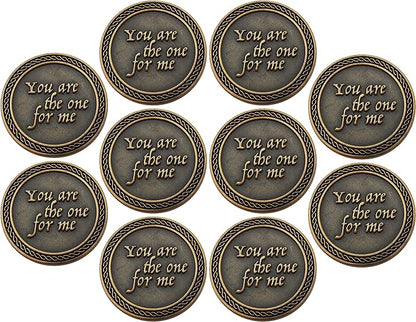 Bulk Set of 10 Romantic Love Expression Coins, You are The One for Me, I Need You by My Side, Anniversary Pocket Tokens for Date Night, Love Gift for Men & Women, from Him or Her