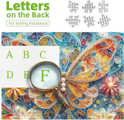 500 Piece Jigsaw Puzzles for Adults - Butterfly Quilling Art Puzzle, 20x20 Inch Challenging Adult Puzzles, Unique Artistic Brain Teaser for Solo & Family Game Night