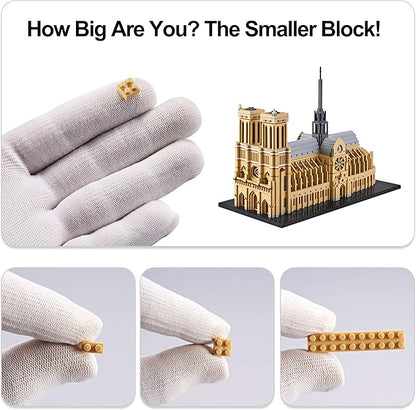 World Famous Architecture Micro Building Blocks Set Notre Dame De Paris 7380 PCS, Creative DIY Big Model Kit for Adults or Teens Ages of 14+