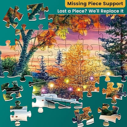 300 Piece Puzzle for Adults,Fall RV Camping Puzzle for Kids Adult Seniors,Fun Outdoor Bonfire Party Jigsaw Puzzle for Kids Ages 8-10 10-12,Challenging Family Game Gift for Friends Men Women,20.5*15 In