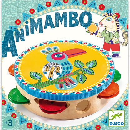 DJECO Animambo Tambourine Music Instrument - Colorful Toucan Design Toddler Educational Musical Toy for Listening, Creativity, Motor Skills & Coordination - Baby Toys for Girls & Boys, 18 Months+