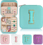 Parima Small Jewelry Box for Girls - Travel Initial Jewelry Case for Girls | Small Jewelry Organizer Box | Jewelry Case Jewelry Box Organizer | Mini Jewelry Boxes - Letter I, Aqua Blue