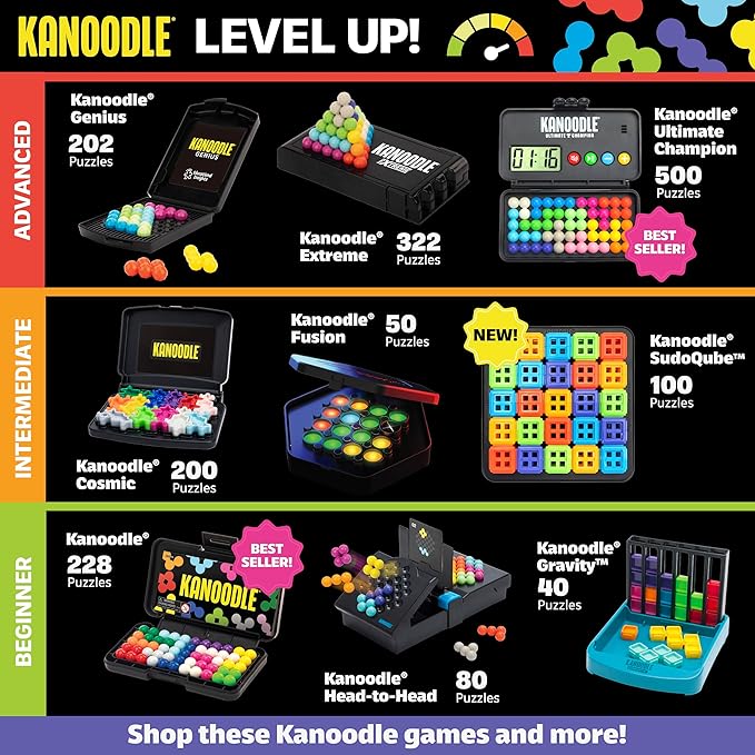 Educational Insights Kanoodle Pyramid - 3D Brain Teaser Puzzles, Single Player Brain Game, Handheld Travel Games for Kids, Challenging Logic Puzzle Games and Gifts for Kids, Teens & Adults Ages 7+