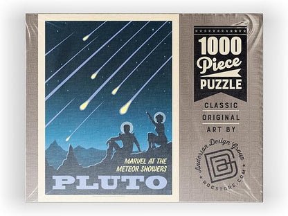 MyPuzzle Pluto: Meteor Showers, Vintage Poster - Premium 1000 Piece Jigsaw Puzzle for Adults