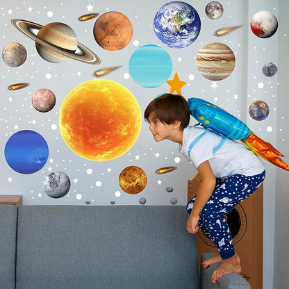 Solar System Wall Decals Glow in The Dark Stars, 965 PCS Stars and Planets Wall Stickers, Baby Nursery Glow Meteorite for Ceiling, Birthday Christmas Gift for Boys and Girls（Green）