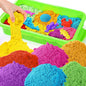 Play Sand with Sensory Bin Toy for Kids, 8 lb of 7 Colored Bulk Magic Sand with Sandbox for Toddlers, Sensory Sand Kit for Boys and Girls Age 3-8 (Green)