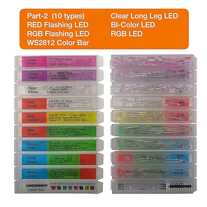 EEEEE (10 Types) 180 pcs Long Lead 5mm LED kit and LED diode Lights Emitting Diode LED Assortment Kit for Tiny Small led and Single led Light led 5mm led Lights led diode Lights diode led
