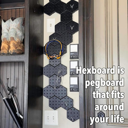 Hexagon Pegboard Tiles, 4.5"x4" each, 5-Pack, Normal-Sized Holes, Make Custom Designs, Easiest to Mount, Expand Existing Pegboard or Fill In Unused Space, Hexboard (Starry Blue, 4 Inch)
