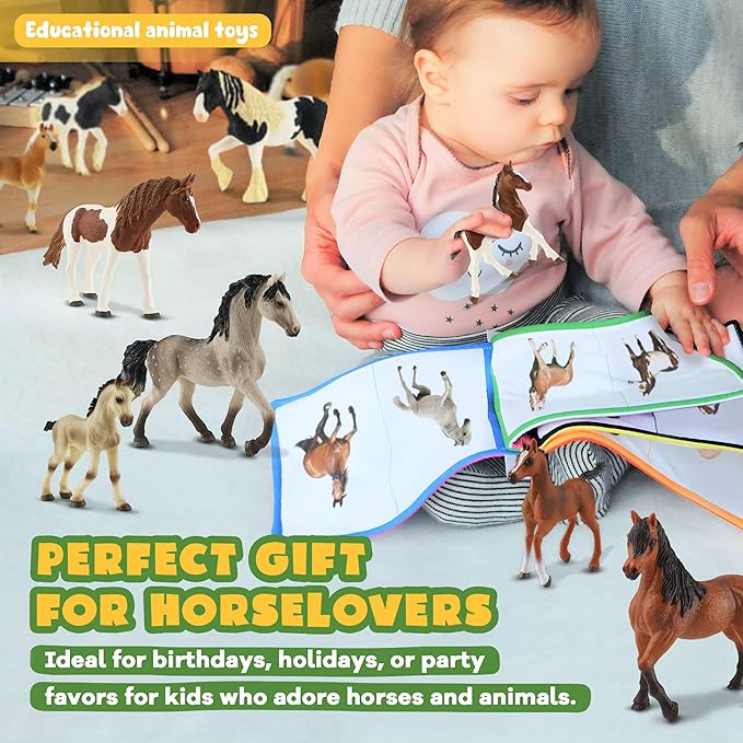 10PCS Horse Figurine Set Realistic Horse Figure Toys for Toddlers Educational Gift for Kids Perfect Party Favors Animal Figure Learnig Toys