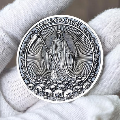 Memento Mori Carpe Diem Challenge Coin - Motivational Coin with Life & Death Symbols - Inspirational Gift for Friends & Loved Ones ﻿ ﻿