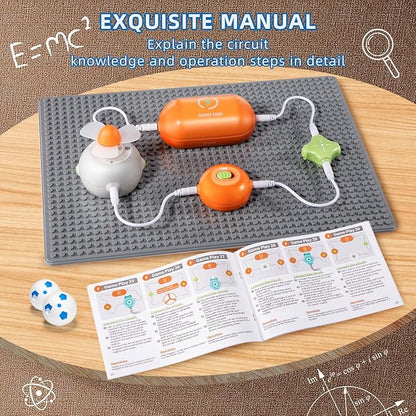Circuits Science Kit for Kids Ages 3-12 | 64 STEM Projects with 25 Electronic Parts | No Soldering, Kids Circuit Board Kit with Fan, RGB Lights| Educational STEM Toy Gift for Boys & Girls 6-8