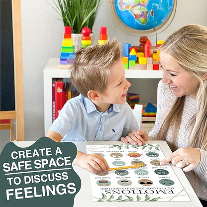 Hadley Designs Feelings Chart For Kids Ages 4-8 - Emotions Chart For Toddlers 3-5, Counseling Feelings Posters For Classroom Calming Corner, Social Emotional Learning Posters, Greenery Classroom Decor
