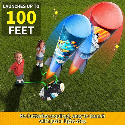 Multi-Color Rocket Launcher for Kids - Foam Blaster Set with 10 Rockets, Soars Up to 100 Feet - Birthday & Christmas Toys for Boys & Girls Age 3-12