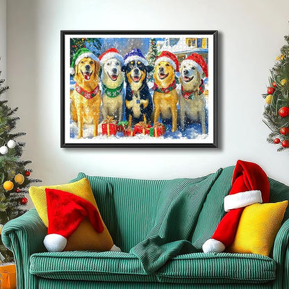 Christmas Dogs Puzzles for Adults 500 Pieces Winter Holiday Scene with Golden Retrievers Fun Animal Jigsaw Puzzles with Letters On Back Family Challenging Festive Puzzles Game for Seniors Adults
