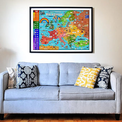 Think2Master Colorful Map of Europe 1000 Pieces Jigsaw Puzzle for Kids 12+, Teens, Adults & Families. Great Gift for stimulating Interest in The European Map. Size: 26.8” X 18.9”