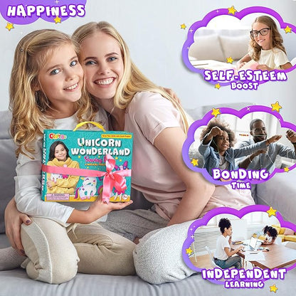 CRAFTSBEE Magical Unicorn Sewing Kit for Girls 7+ - Create 5 Adorable Felt Animals & a Cozy Pillow - Fun, Easy, and Educational DIY Craft