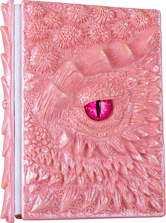 3D Dragon Eye Embossed Journal,Resin Engraving Notebook,Dnd notebook for Dragon Lovers ，Blank Paper,Hardcover Travel Notepad for Writing,Sketchbook,Collection,Gift,Decoration A4 and A5 Size (A5-Pink)