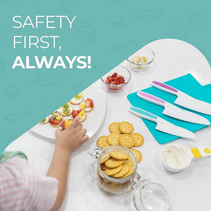 TOVLA JR. Premium Montessori Kid-Safe Knife & Cutting Board Set – Real Kitchen Tools for Toddlers & Young Kids Learning to Cook, Safe & Easy for Begin...