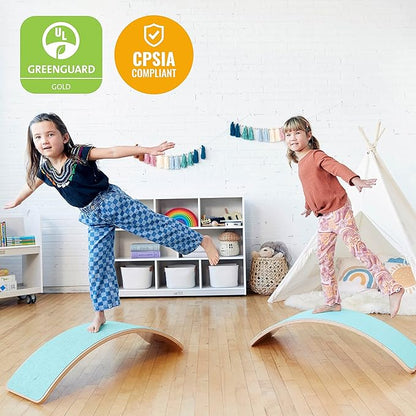 ECR4Kids Balance Board with Felt Base, Montessori Toy, Seafoam