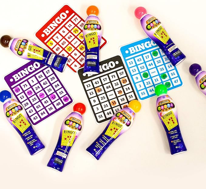 BAZIC Products Bingo Dot Marker 40 ml Assorted Color, Non Toxic Water Based Washable Markers, Stamper Paint Kit for Game Kids Crafting Painting, 8-Pack