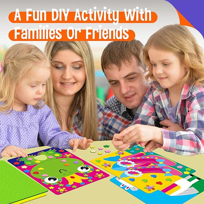 Foam Sticker Art Activity, 10 Princess & Castle Art Board with 1660 Foam Stickers in 10 Colors, Funny DIY Activity Creative Craft Kits Travel Game for Kids, Boys & Girls
