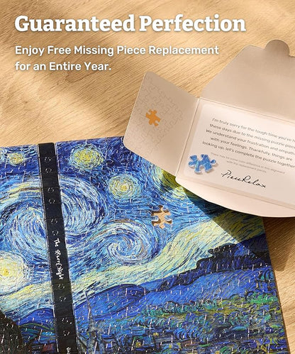 PieceRelax A5 Puzzle Journal 329 Plastic Pieces for Adults - Van Gogh - Irises - Book Cover & Notebook, Unique Puzzle Gift, Jigsaw Artwork [YA1065]