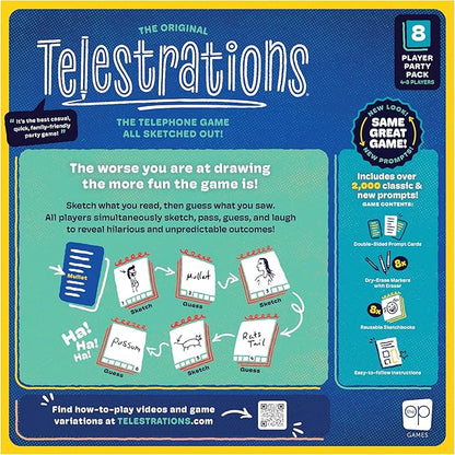 Telestrations 8 Player 2nd Edition Board Game, Award Winning Hilarious and Unpredictable Must Have Party Game with a New Look, Sketch What Your Read Then Guess What You Saw, 4-8 Players, Ages 10+
