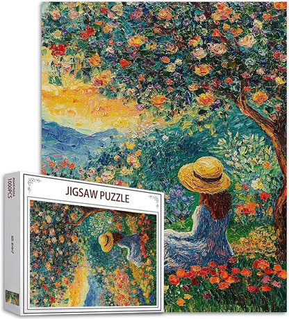Woman Surrounded by Flowers 1000 Piece Jigsaw Puzzle for Adults Natural Tree Landscape 1000 Pieces Puzzle for Adult Gifts Challenging Puzzle Perfect for Game Pary Events