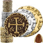 Large Pirate Coins - 36 Bronze, Silver & Gold Treasure Coin Set - Metal Replica Spanish Doubloons for for Pirate Party Decorations & Favors, Tokens, Cosplay - Pirate Treasure Chest - M, L, XL Sizes