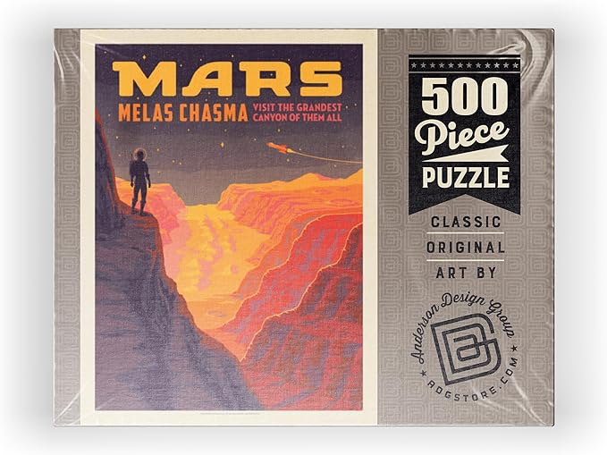 MyPuzzle Mars: Melas Chasma, Vintage Poster - Premium 500 Piece Jigsaw Puzzle for Adults
