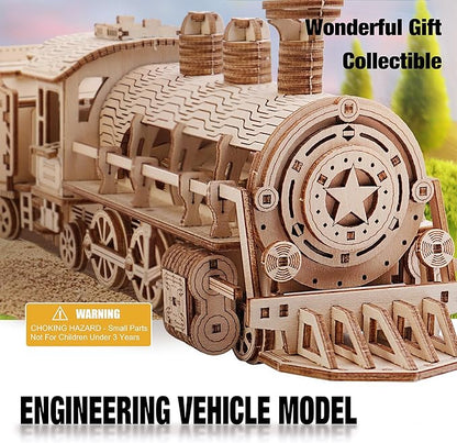 3D Wooden Puzzles, Wooden Puzzles Train for Adults and Teens, Educational Brain Teaser Assembly 3D Model Trains, Gifts for Christmas/Birthday（Luxury Steam Train）