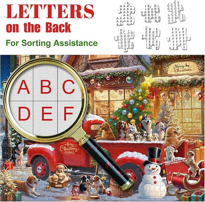 1000 Pieces Christmas Puzzles for Adults and Teenagers, Dogs' Christmas Jigsaw Puzzles Family Games, Gifts for Adults and Kids