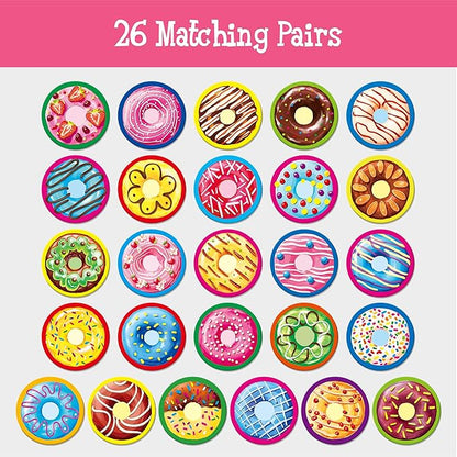 Hebayy 52 PCS Donut Matching Game, 26 Designs Dessert Cards Engaging Food Memory Game, Educational Learning Toys for Preschool 4 5 6 Years Old