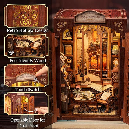 Cutefun Book Nook Kit - DIY Miniature Dollhouse Kit for Bookshelf, Book Nook Kits for Adults & Beginners, Ideal Gift for Book Lovers (Bookshop Memories)