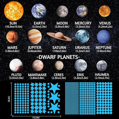 Solar System Wall Decals Glow in The Dark Stars 780 PCS, Glowing Planets Stickers for Ceiling, Nursery Wall Stickers for Bedroom, Kids Room Decorations (Blue)