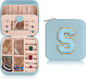 Parima Bridesmaid Gifts for Wedding Day, Bridesmaid Gifts for Women | Bridesmaid Proposal Gifts Unique Gifts | Wedding Travel Essentials Small Jewelry Box | Travel Jewelry Case - Letter S, Sky Blue