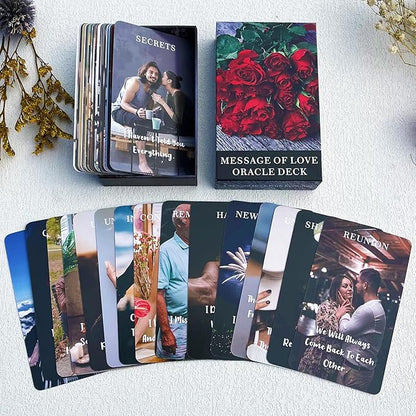DPEHAKMK Message of Love Oracle Cards, Oracle Cards for Beginners, Including Love, Romance, Twin Flame, Soulmate Messages