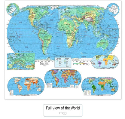 US & World Advanced Physical Classroom Map Pack by BrightWay Educational | 36" x 30" Educational Wall Maps | Grades 9+ | Detailed Geography with Major & Secondary Cities | Geographical & Ocean Features