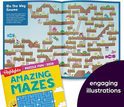 2026 Puzzle Fun Activity Book Gift Set for Kids 6 and Up, 4 Fun Books with Brain Teasers, Mazes, Word Games and More, Travel Activity and Puzzle Game Books for Kids