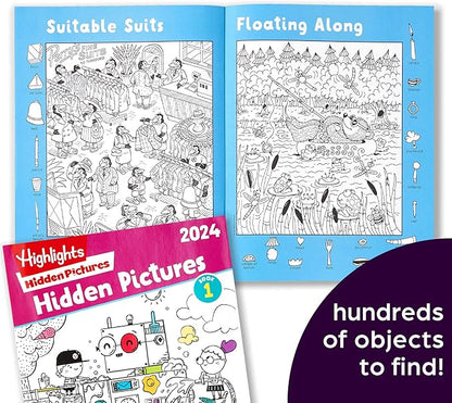 Highlights for Children Hidden Pictures 2024 Activity Books for Kids Ages 6 and Up, 4-Book Set of Travel-Friendly Screen Free Seek and Find Fun, Books Double as Coloring Books