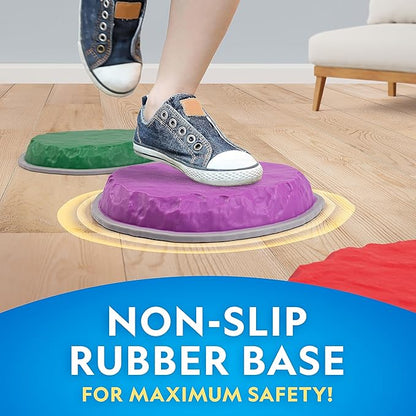 NATIONAL GEOGRAPHIC Stepping Stones for Kids – 6 Durable Non-Slip Stones Encourage Toddler Balance & Gross Motor Skills, Indoor & Outdoor Toys, Balance Stones, Obstacle Course (Amazon Exclusive)