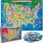 200 Pieces United States Map Jigsaw Puzzle for Kids Ages 4-8, USA Map Puzzle for Kids and Older Floor Puzzles Toddler Geography Educational Toys for Boys, Girls & Adults